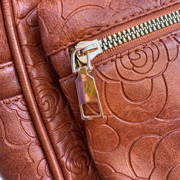 Embossed Floral Brown Backpack - Picture 5 of 5